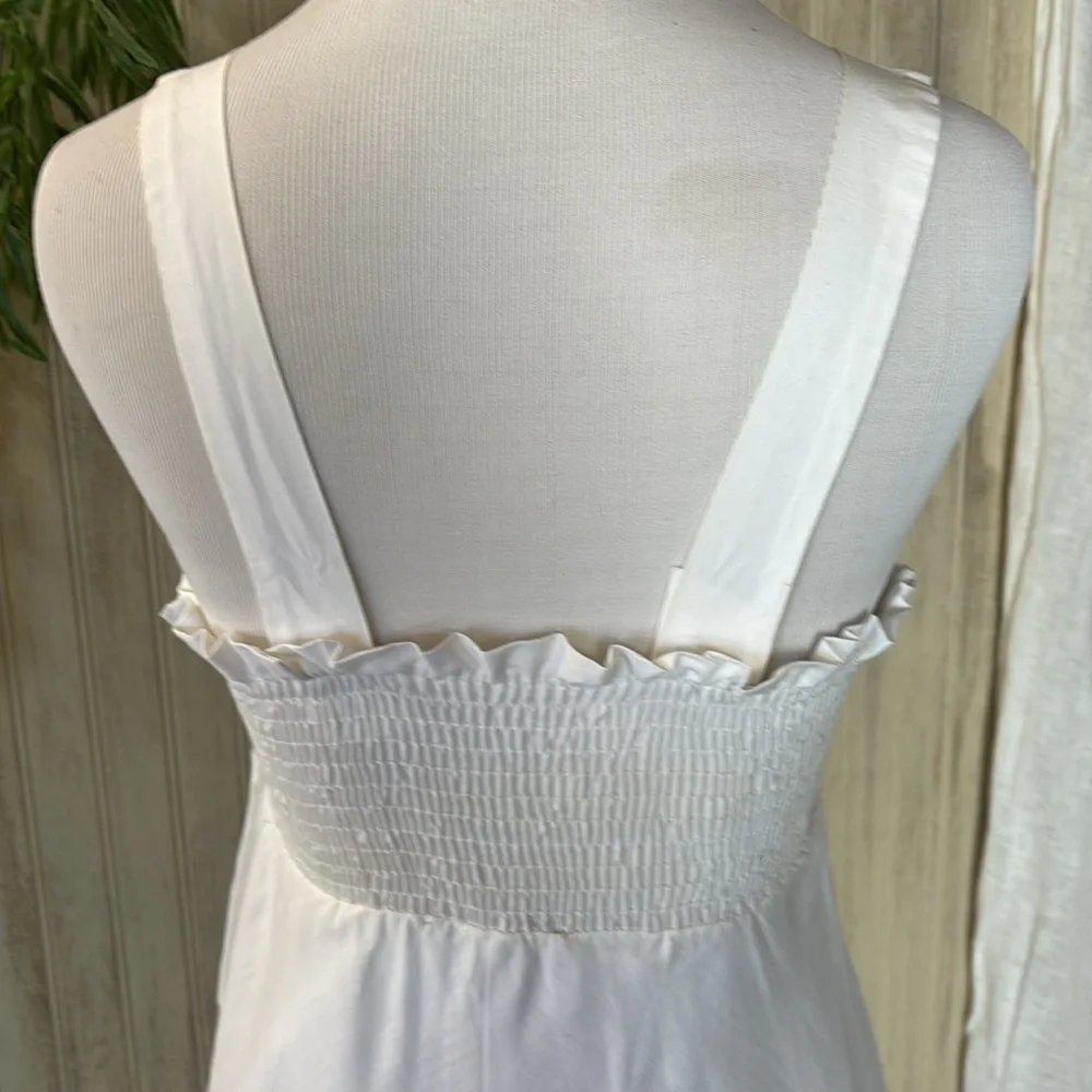 Vintage 1976 Young Edwardian White Cotton Maxi Sundress, Floral Embroidery, EUC - Picture 9 of 15